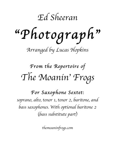 Free Sheet Music Photograph For Saxophone Sextet