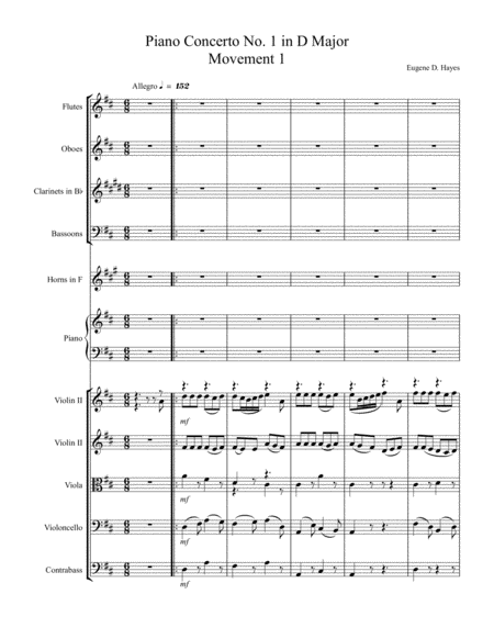 Piano Concerto No 1 In D Major Full Score Sheet Music