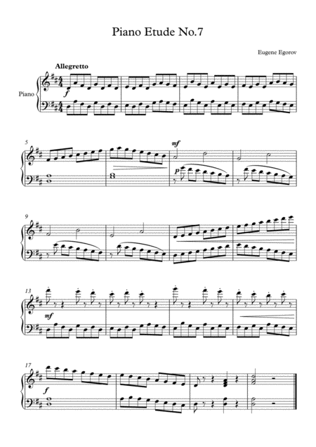 Piano Etude No 7 In D Major Sheet Music