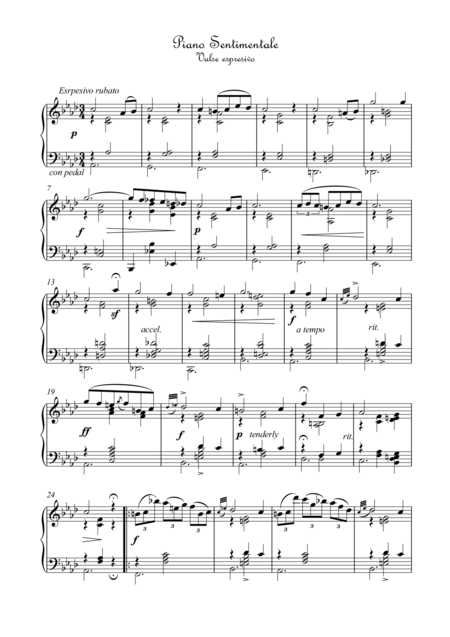 Free Sheet Music Piano Sentimentale Valse Romantico