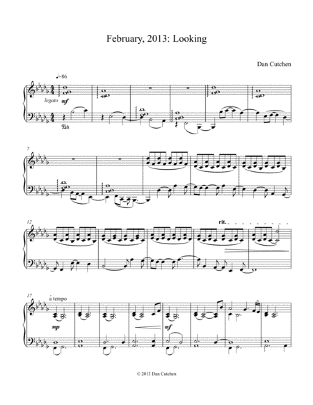 Piano Solo February 2014 Looking Sheet Music