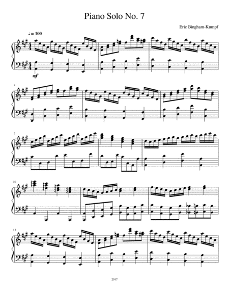 Piano Solo No 7 Sheet Music