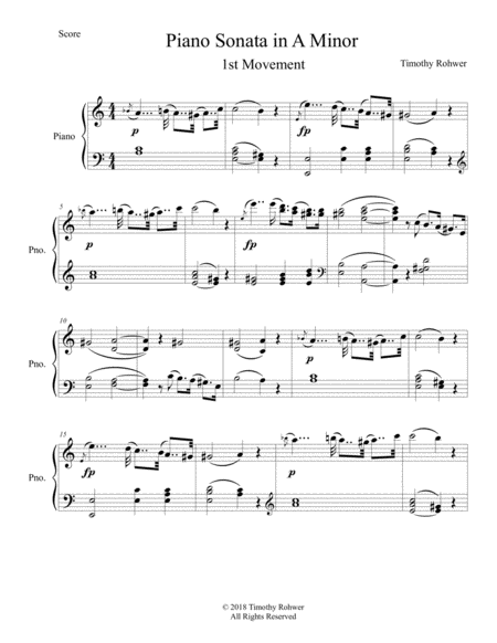 Piano Sonata In A Minor 1st Movement Sheet Music