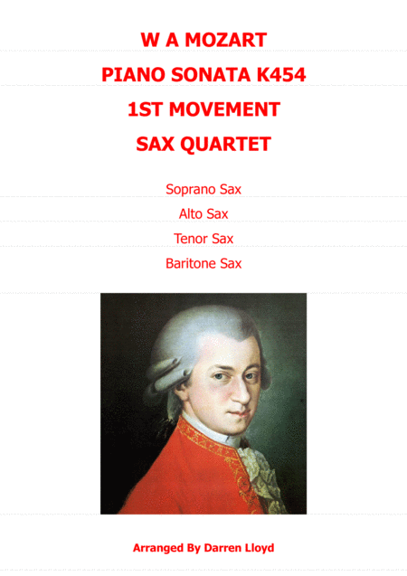 Piano Sonata K545 For Saxophone Quartet Sheet Music