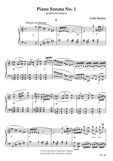 Free Sheet Music Piano Sonata No 1 Benedicto Mariae