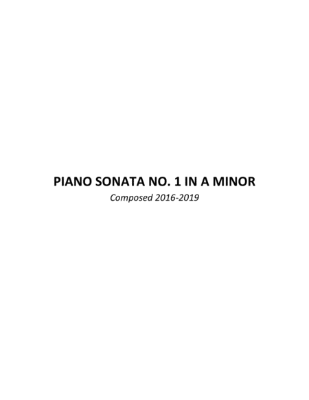 Piano Sonata No 1 In A Minor Sheet Music