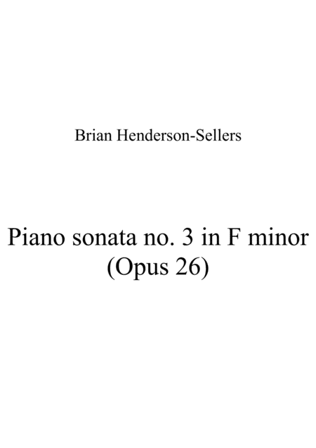 Piano Sonata No 3 In F Minor Sheet Music