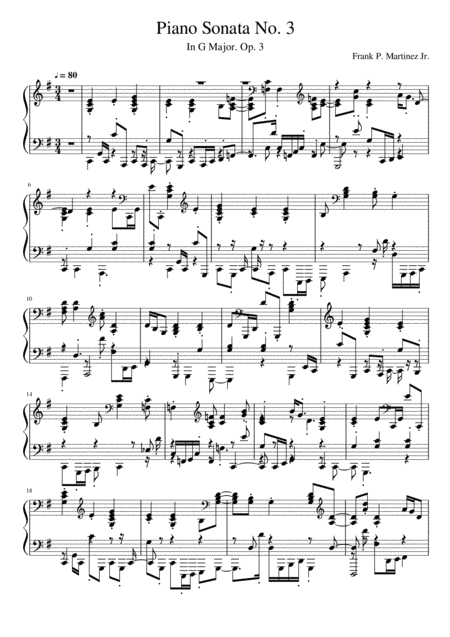 Piano Sonata No 3 In G Major Op 3 Sheet Music