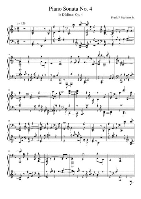 Free Sheet Music Piano Sonata No 4 In D Minor Op 4