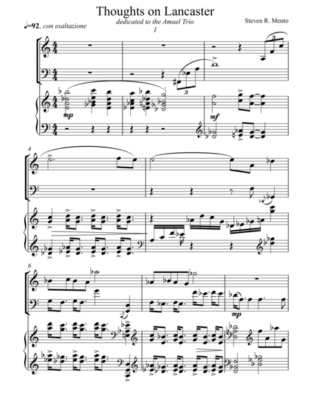 Piano Trio Thoughts On Lancaster 1st Movement Sheet Music