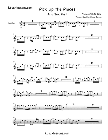 Pick Up The Pieces Bari Sax Solo Sheet Music