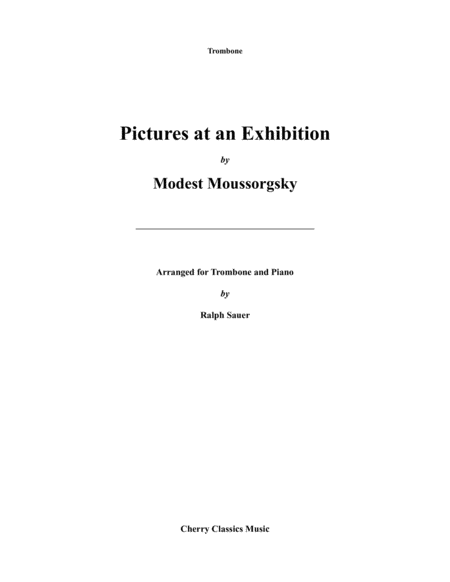 Free Sheet Music Pictures At An Exhibition For Trombone And Piano