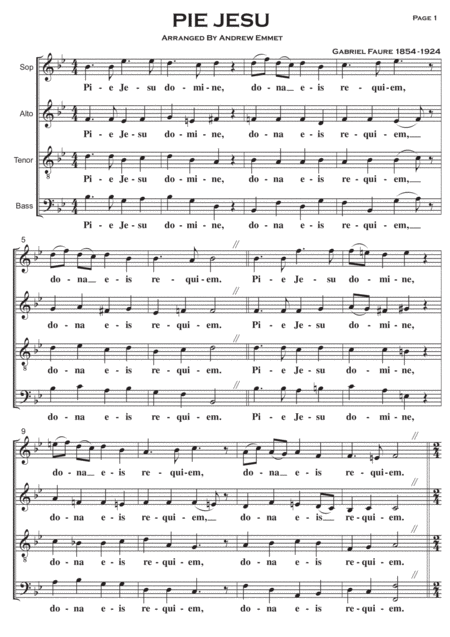 Pie Jesu Faure A Cappella Sheet Music