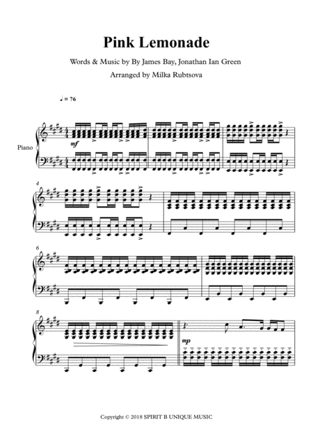 Free Sheet Music Pink Lemonade