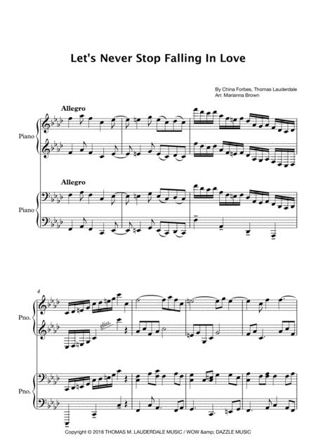 Free Sheet Music Pink Martinis Lets Never Stop Falling In Love Latin Piano For Four Hands Duet