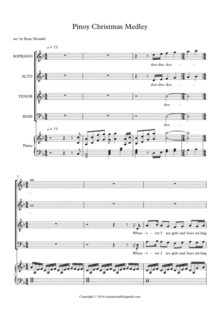 Free Sheet Music Pinoy Christmas Song Medley