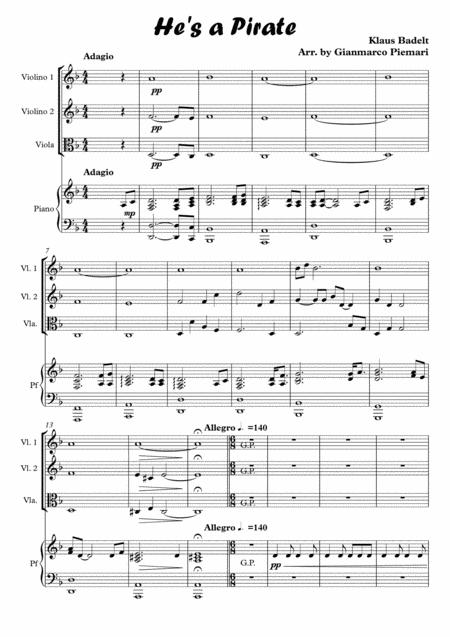 Free Sheet Music Pirates Of The Caribbean Arr For Quartet