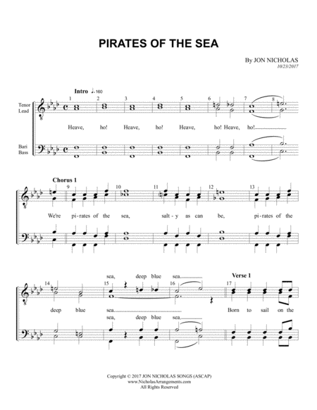 Free Sheet Music Pirates Of The Sea