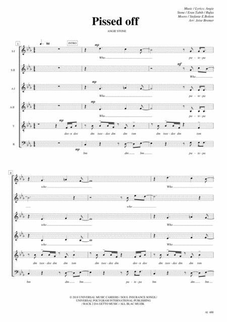 Pissed Off Ssaatb A Cappella Sheet Music