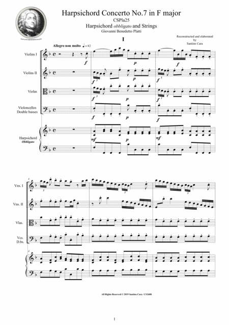 Platti Harpsichord Concerto No 7 In F Major Cspla25 For Harpsichord And Strings Sheet Music