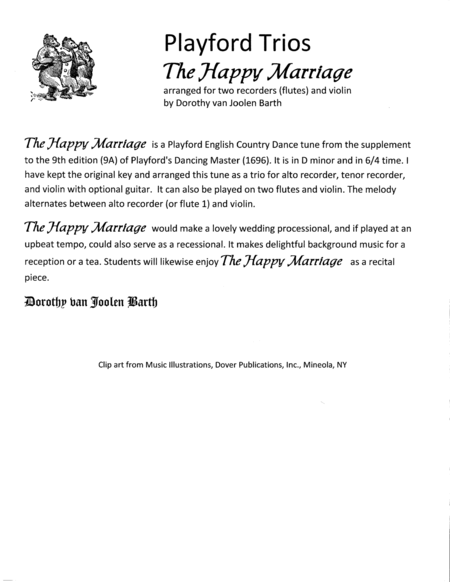 Playford Trios The Happy Marriage Sheet Music