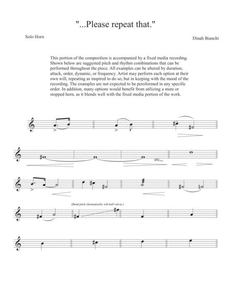 Please Repeat That Solo Horn Part Sheet Music