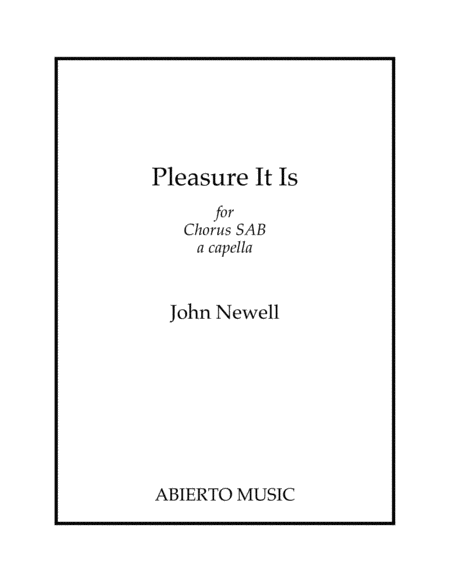 Pleasure It Is Sheet Music