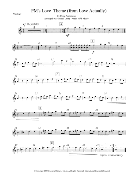 Free Sheet Music Pms Love Theme From Love Actually