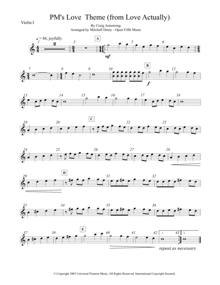 Pms Love Theme From Love Actually Sheet Music