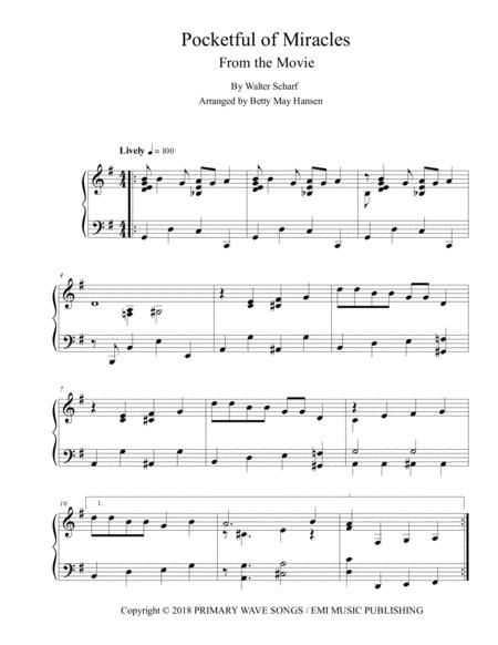 Pocketful Of Miracles Movie Music Sheet Music