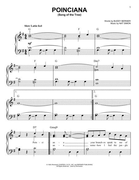 Free Sheet Music Poinciana Song Of The Tree