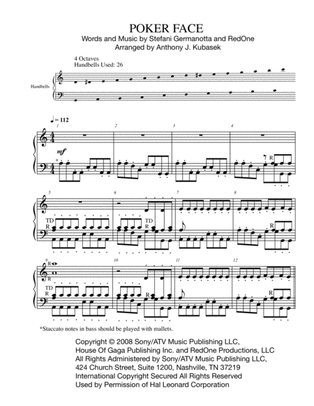 Poker Face Handbells Sheet Music