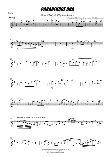 Free Sheet Music Pokerekere Ana Flute Choir Rhythm Section Flute 1