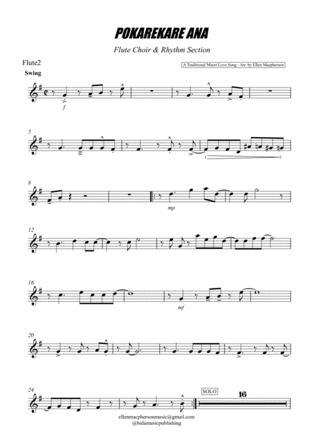 Free Sheet Music Pokerekere Ana Flute Choir Rhythm Section Flute 2