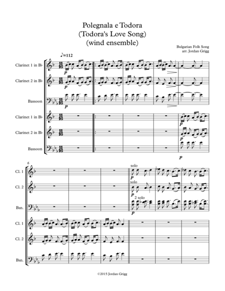 Free Sheet Music Polegnala E Todora Todoras Love Song Wind Ensemble