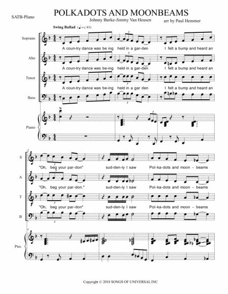 Free Sheet Music Polka Dots And Moonbeams Satb With Piano Combo Acc
