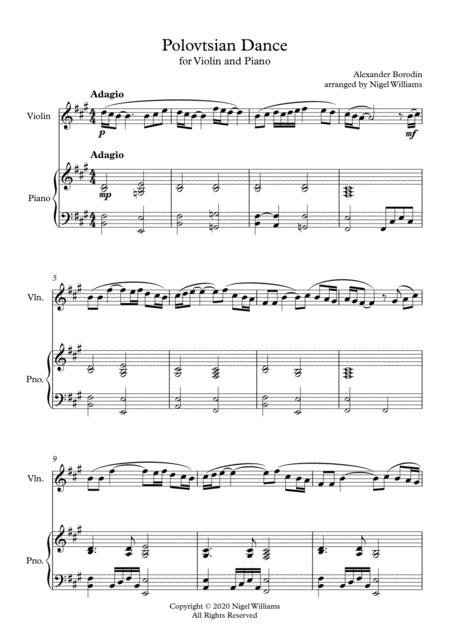 Polovtsian Dance For Violin And Piano Sheet Music