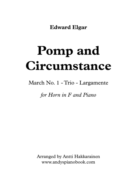 Free Sheet Music Pomp And Circumstance Horn Piano