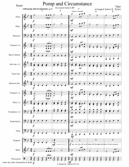 Free Sheet Music Pomp And Circumstance In Bb For Band Only