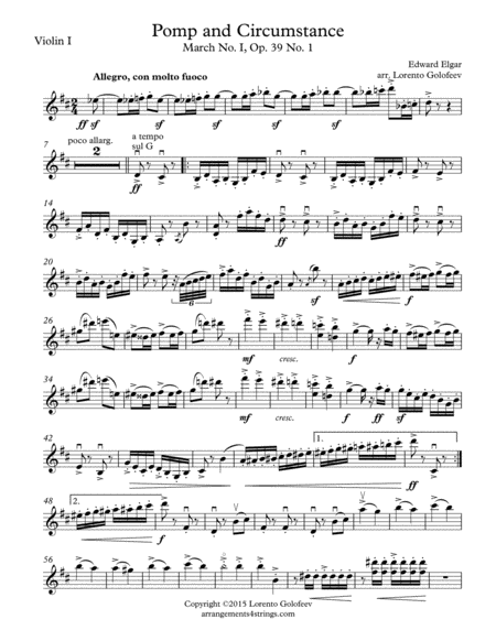 Free Sheet Music Pomp And Circumstance March No 1