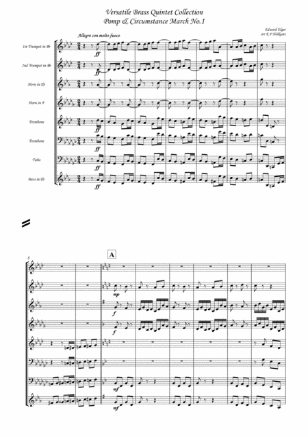 Pomp Circumstance March No 1 Brass Quintet Sheet Music