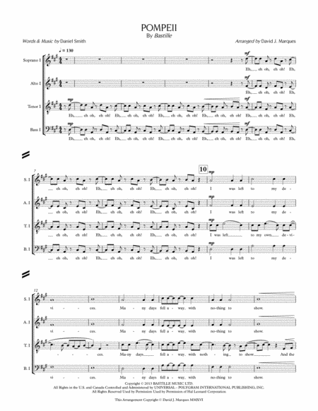 Free Sheet Music Pompeii