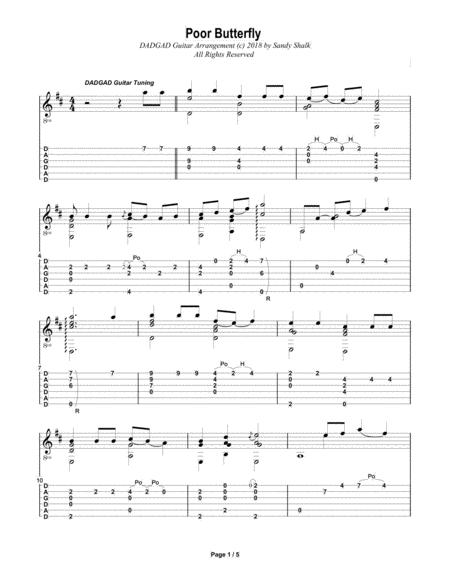 Poor Butterfly Dadgad Fingerstyle Guitar Sheet Music