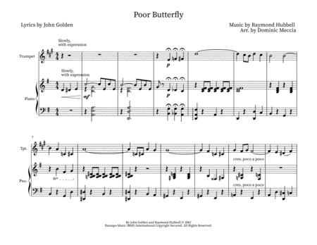 Free Sheet Music Poor Butterfly Trumpet And Piano Duet