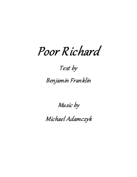 Poor Richard Sheet Music