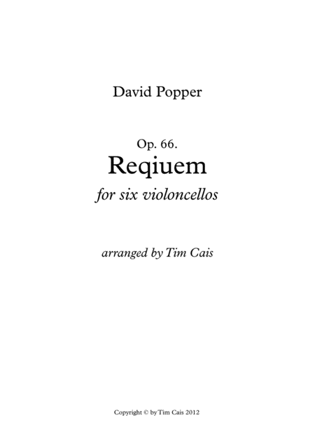 Free Sheet Music Popper Requiem Op 66 Cello Sextet