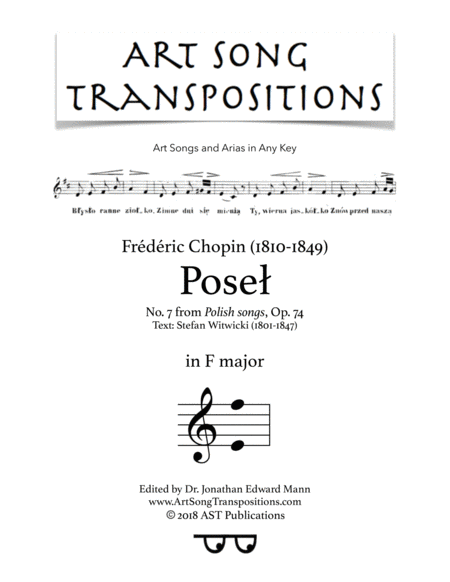 Pose Op 74 No 7 F Major Sheet Music