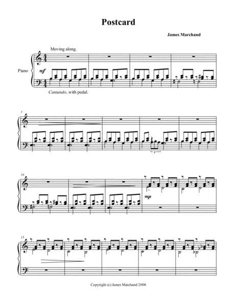 Free Sheet Music Postcard For The Left Hand Alone