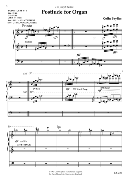 Free Sheet Music Postlude For Organ