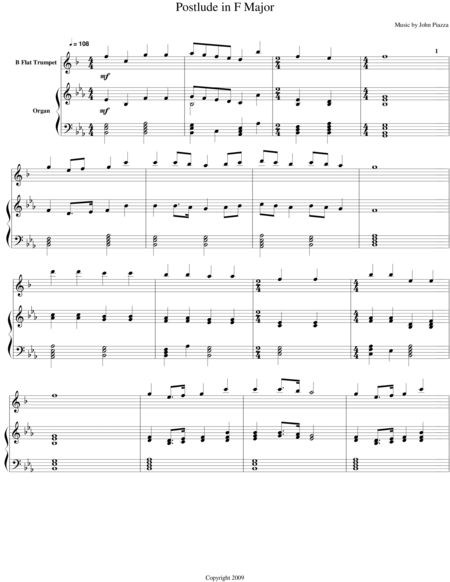 Postlude In F Major Sheet Music